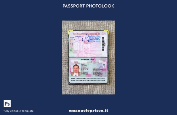 modello di photolook presente del passaporto Burkina Faso in stile verificato